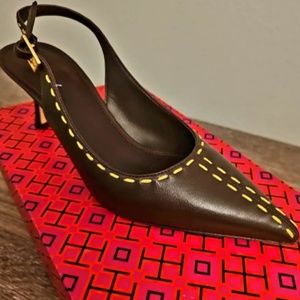 Authentic Tory Burch Pointed-toe Slingback Heels